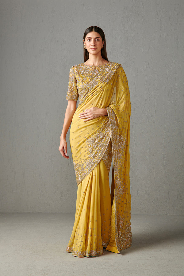 Haldi Yellow Embellished Saree Set