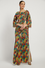 Multi Colored Printed Draped Sairaa Saree - Sale