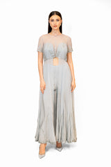 Grey net gowns online shopping