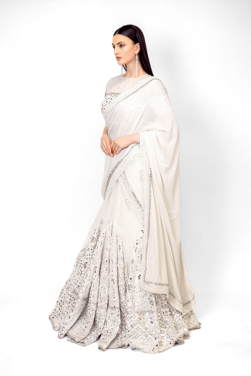 Silver Pearl work lehenga sets & sarees