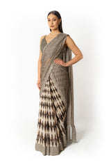 Adha black and white printed lehenga sari set
