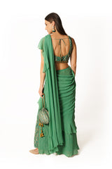 Sairaa rama green frill sari set