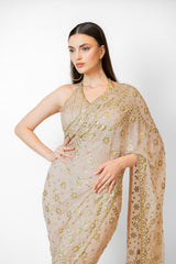 Gold party wear sarees online