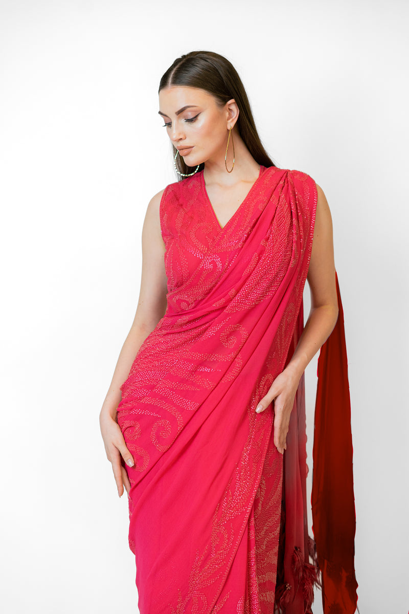 Pink party wear sarees online