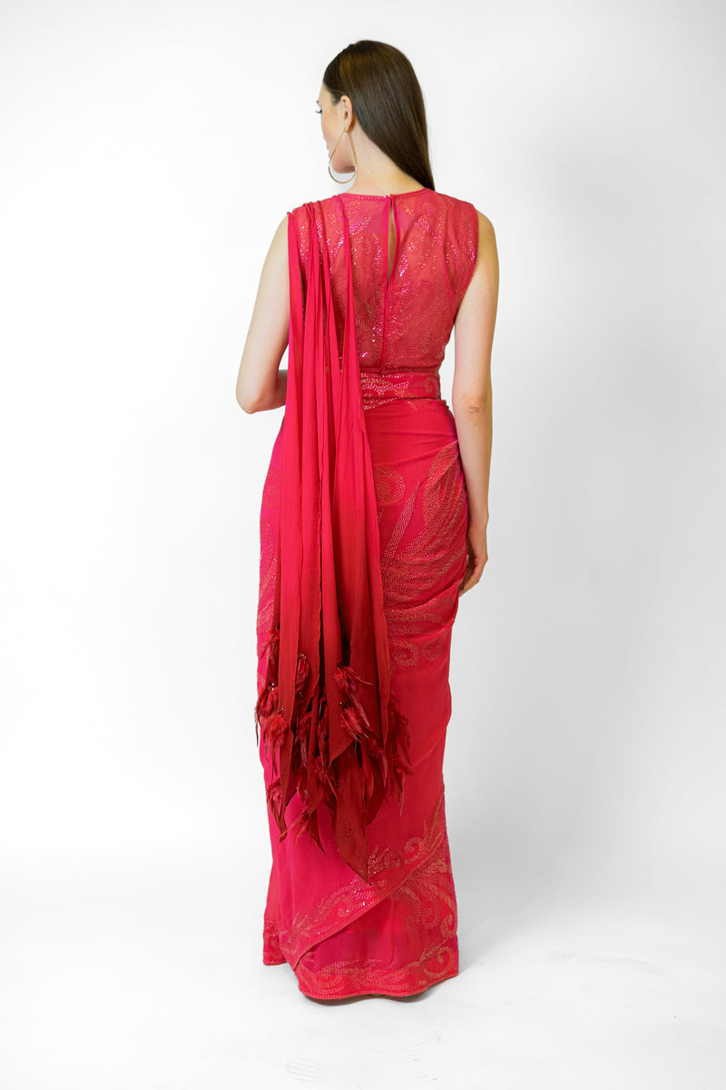 Pink party wear sarees online