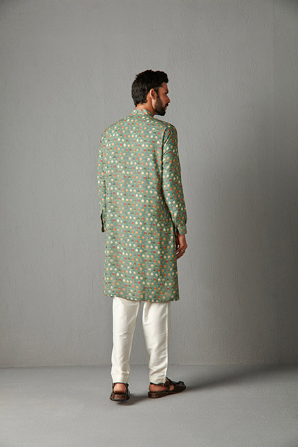 GREEN WITH IVORY TROUSER-KURTA