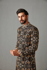 BLACK WITH IVORY TROUSER SHERWANI