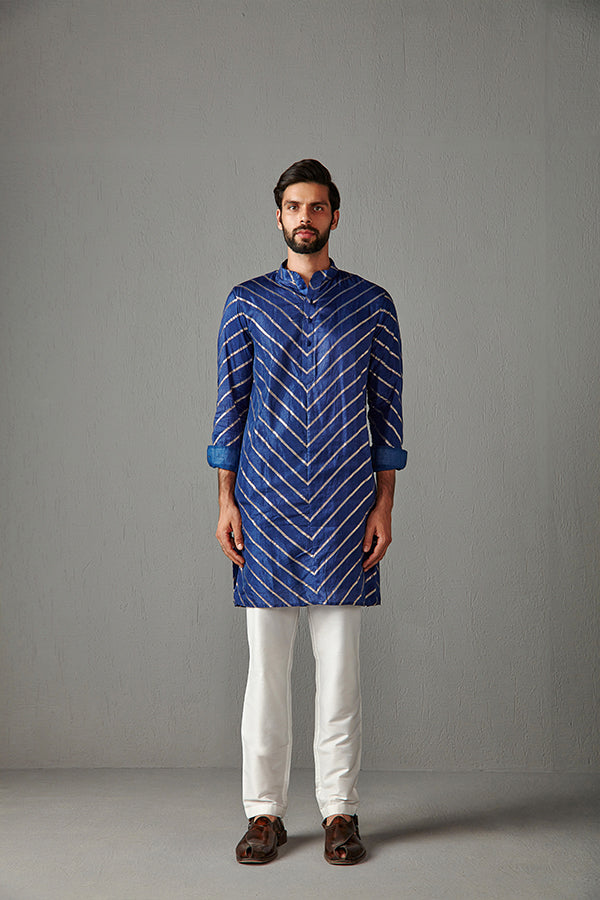 ROYAL BLUE WITH IVORY TROUSER KURTA