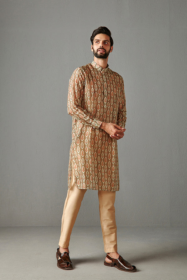 GOLD-TABBY SILK KURTA