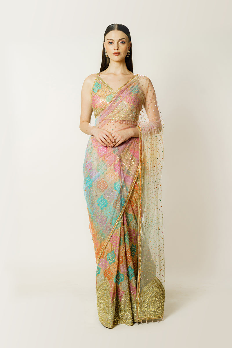 ZAYNAB MULTICOLOR SARI SET