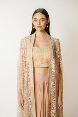 ADHA BLUSH PINK CAPE WITH SKIRT