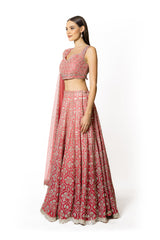 NADIA SHADED ROSE PINK LEHENGA SET