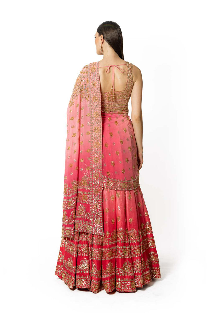 SHADED ROSE PINK  NADIA LEHENGA SET