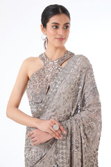 Zaynab grey sari set