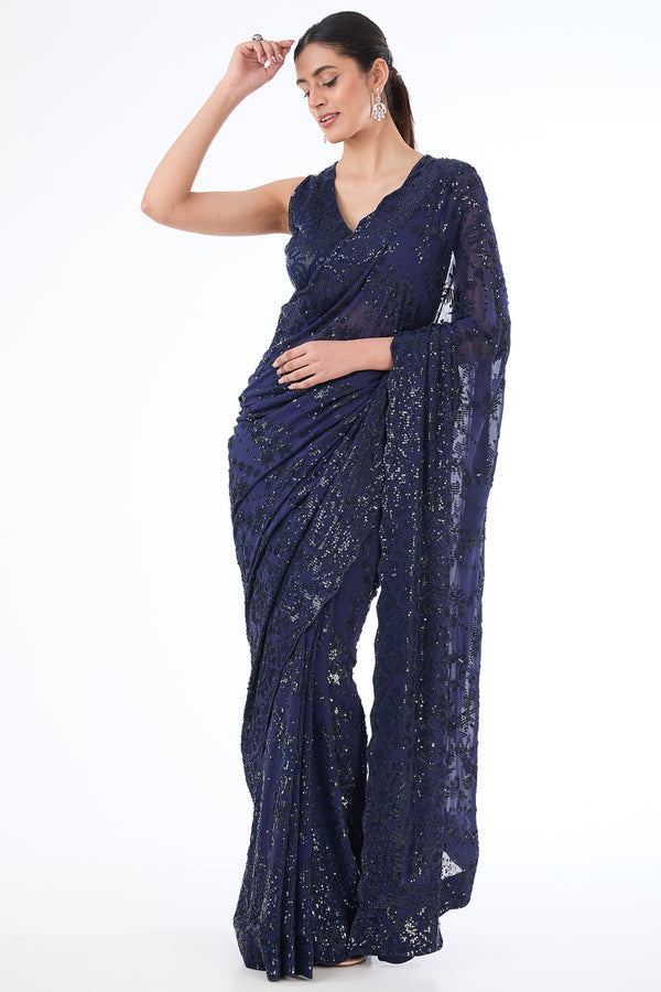 Zaynab blue sari set