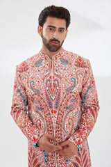 IVORY MULTI RESHAM JAAL SHERWANI SET