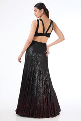 Adha black and dark maroon shaded gown