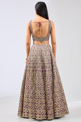 NADIA PURPLE GEORGETET GOTTA PATTI AND MIRROR LEHENGA WITH BLOUSE & DUPATTA