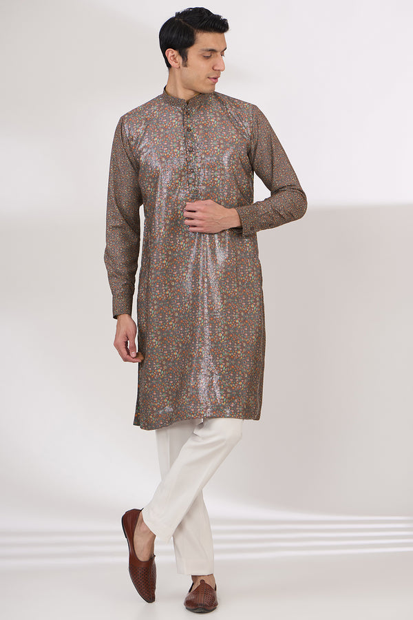 COCO SHEETING AND GEORGETTE WITH CREPE LINING KURTA AND COTTON SILK PANTS