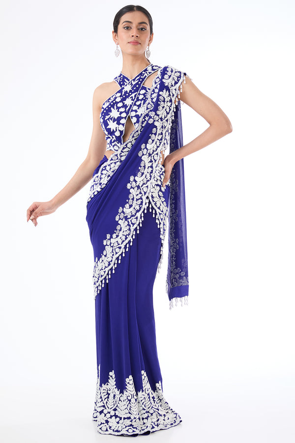 Rhea indigo blue sari set