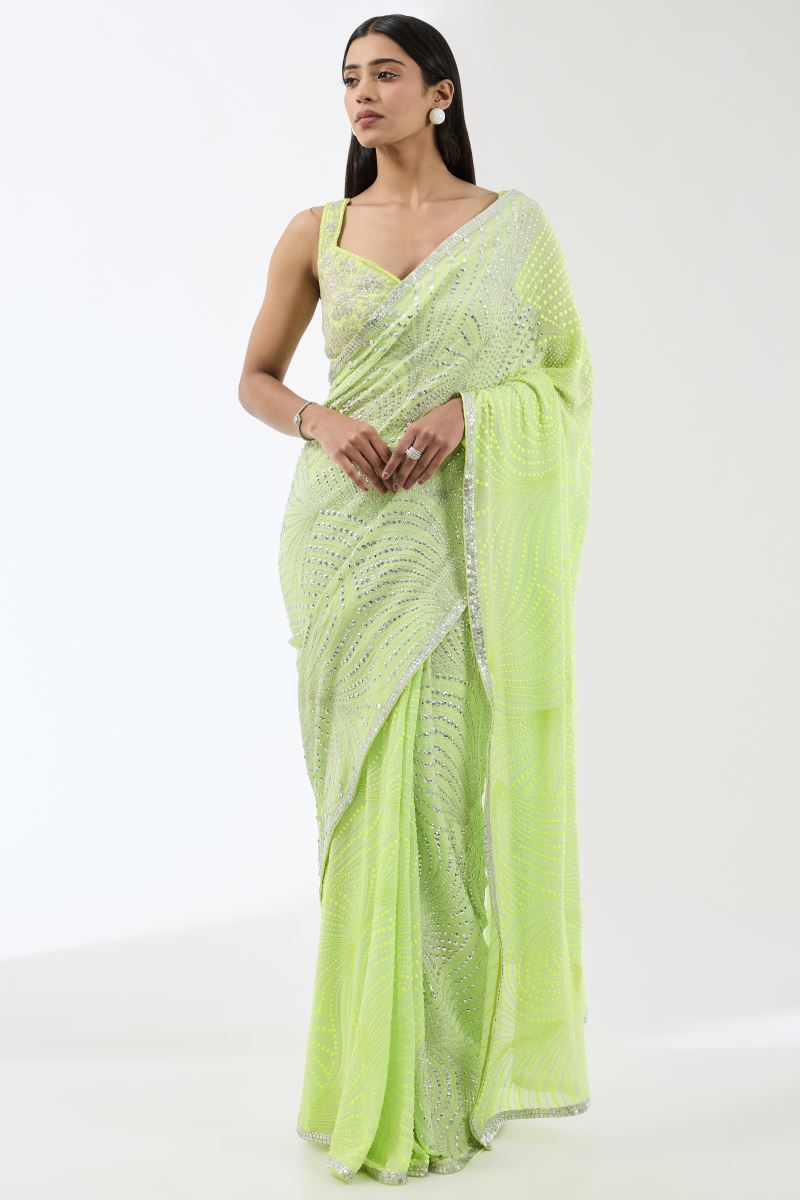 NABIA LIME GREEN SARI SET