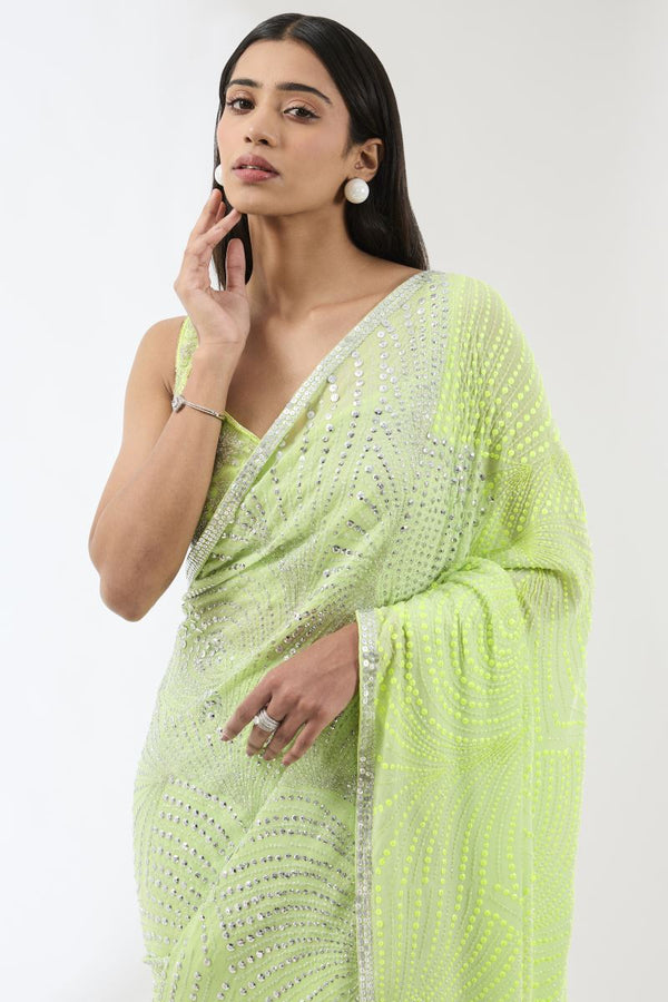 NABIA LIME GREEN SARI SET