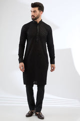 BLACK FULLY THREAD WORK KURTA WITH PANTS