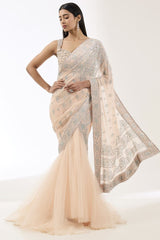 SAIRRA BLUSH PINK STITCHED SARI SET