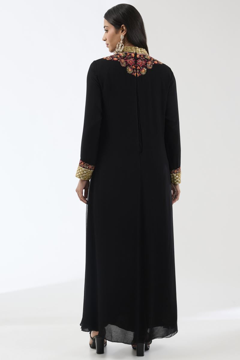 AYAT BLACK LONG 2 LAYER KURTA SET