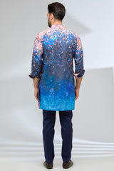 INDIGO BLUE WITH MULTI COLOR  FLOWER BURST PRINT KURTA AND PANTS