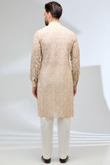 NUDE PINK THREAD EMBROIDERED KURTA WITH PANTS