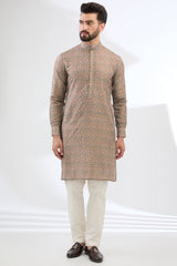 GOLD MULTI THREAD WORK KURTA WITH PANTS