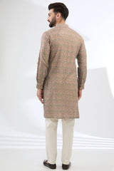 GOLD MULTI THREAD WORK KURTA WITH PANTS