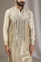 IVORY MIRROR AND SEQUINS WORK KURTA WITH PANTS