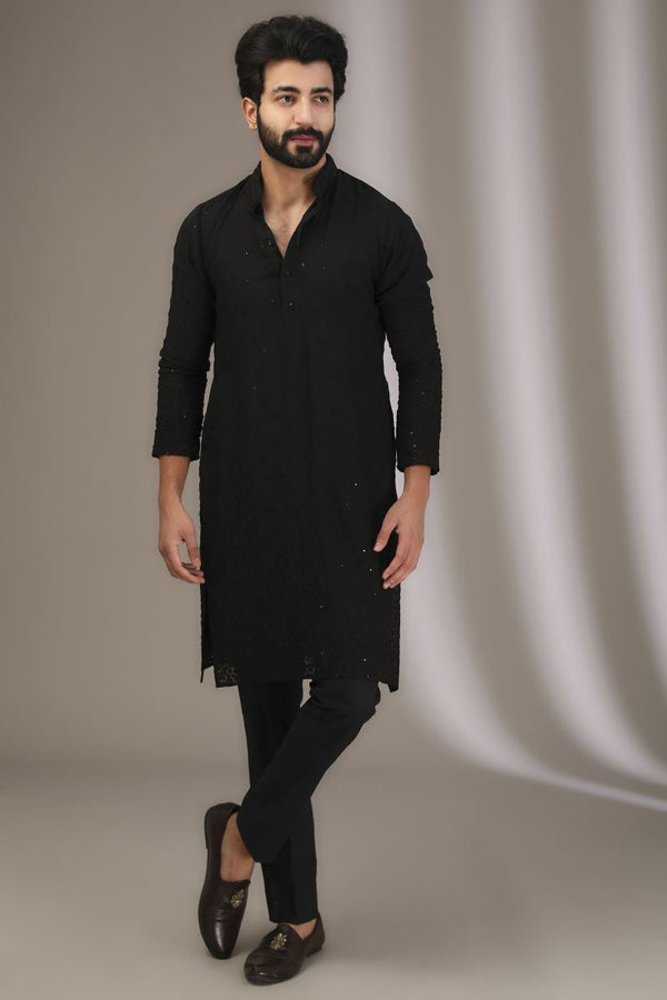 BLACK NARGIS BRUST KURTA WITH PANTS