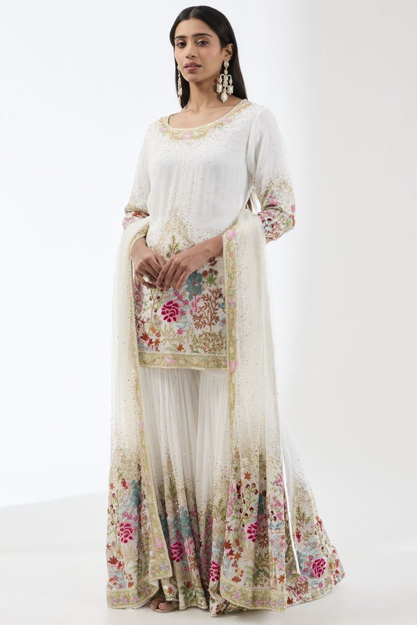 AYAT IVORY EMBROIDERED KURTA SET