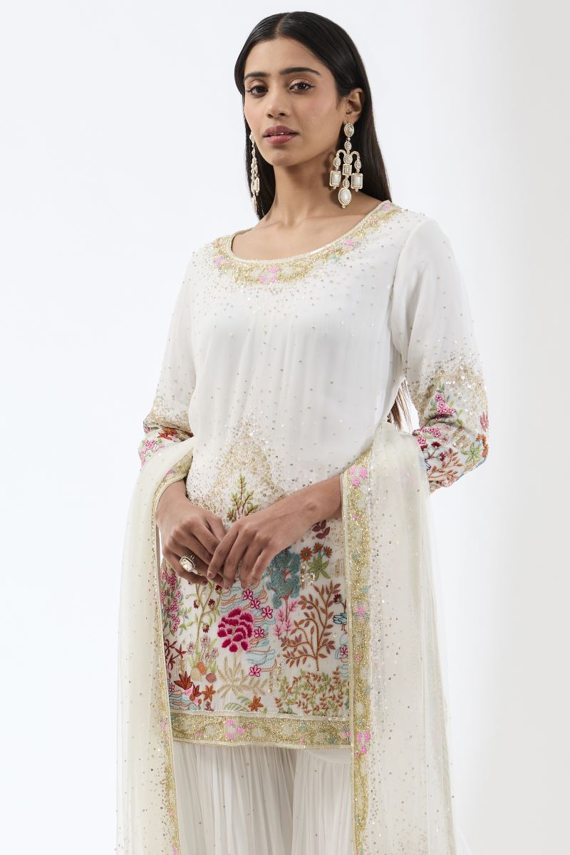 AYAT IVORY EMBROIDERED KURTA SET