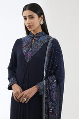 AYAT BLUE 2 LAYERS LONG KURTA SET