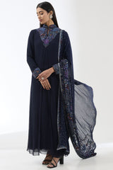 AYAT BLUE 2 LAYERS LONG KURTA SET