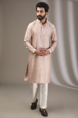 PINK TONAL COLOR SILK THREAD KURTA WITH PANTS