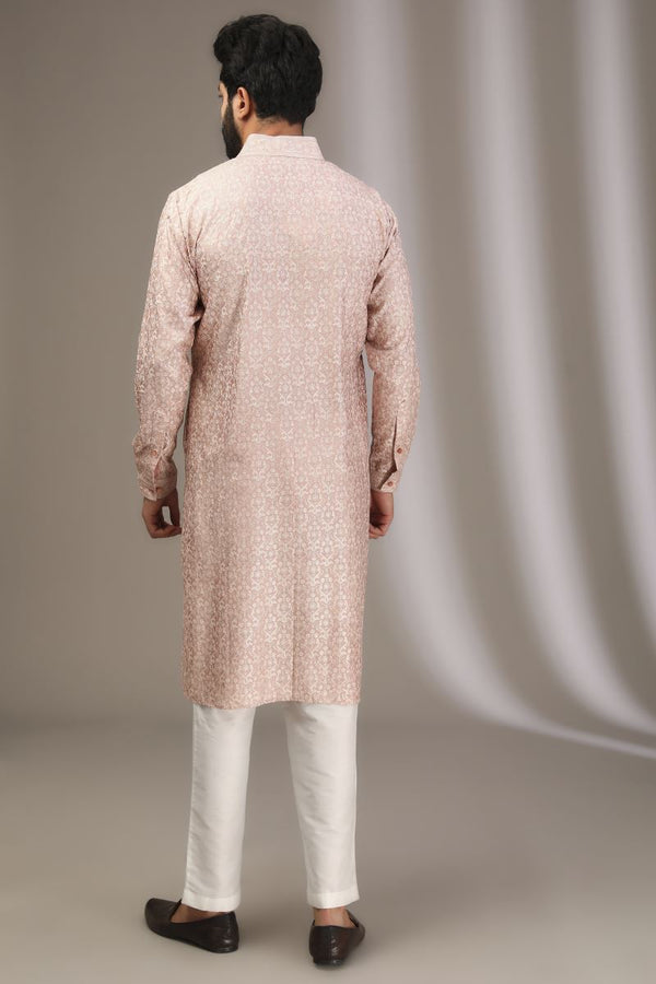 PINK TONAL COLOR SILK THREAD KURTA WITH PANTS