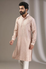 PINK TONAL COLOR SILK THREAD KURTA WITH PANTS