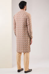 PALE PEACH PRINTED KURTA WITH PANTS