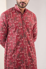 RED PICHWAI PRINTED KURTA WITH PANTS