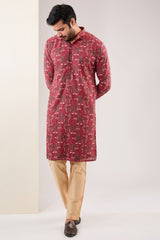 RED PICHWAI PRINTED KURTA WITH PANTS