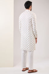 OFF WHITE SEQUINS EMBROIDERED KURTA WITH PANTS