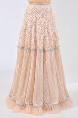 NADIA PINK CROSIA LACE LEHENGA WITH DUPATTA AND BLOUSE