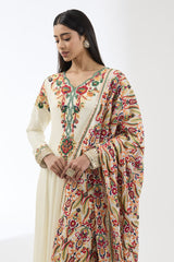 AYAT IVORY KALIDAR LONG KURTA SET