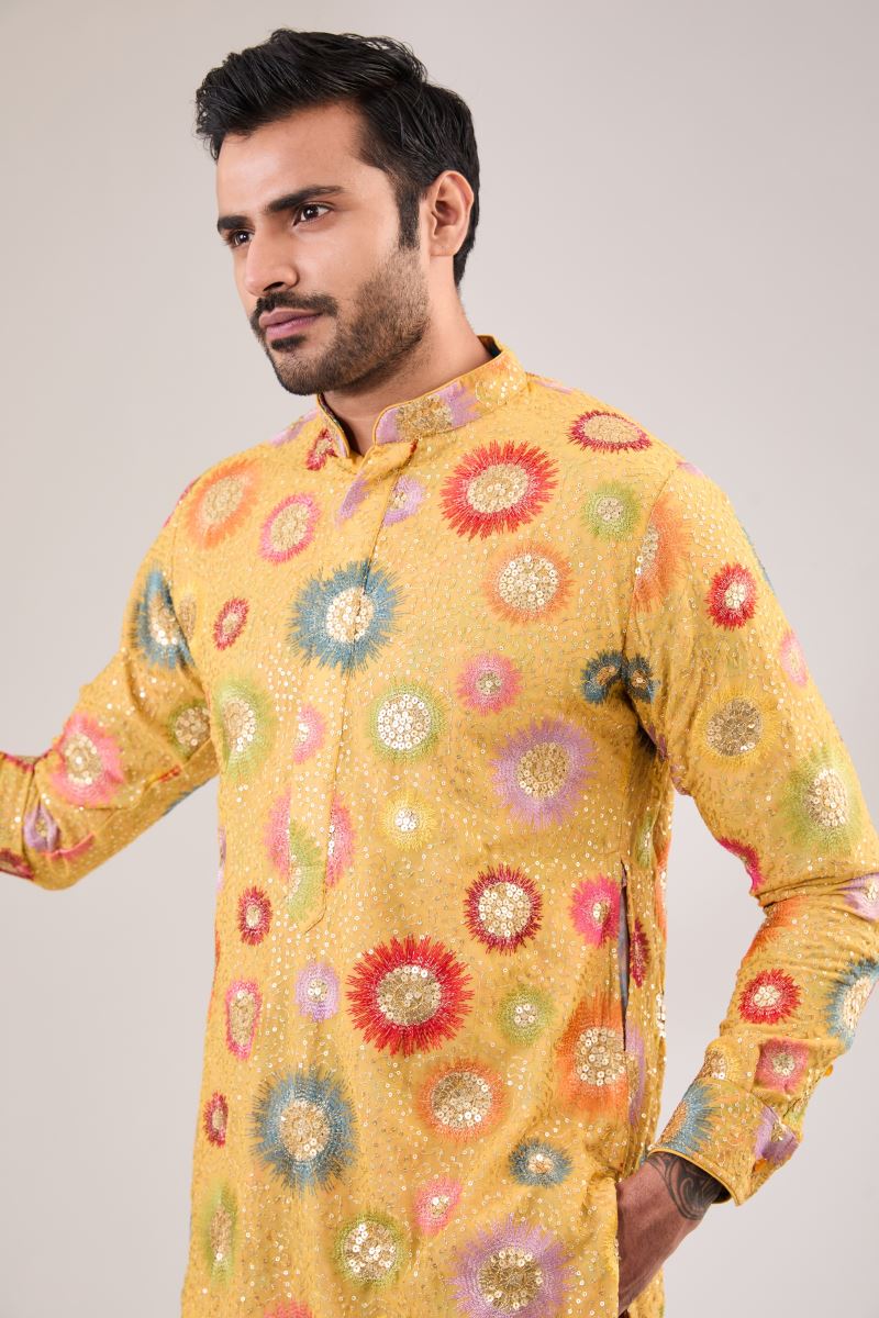 YELLOW MULTI COLOR KURTA WITH PANTS