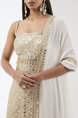 AYAT IVORY WITH GOLD ZARI SEQUIN MIRROR WORK KURTA SET